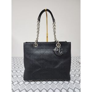 CHRISTIAN DIOR Grained Calfskin Leather Cannage Quilted Medium Ultradior Tote Ba